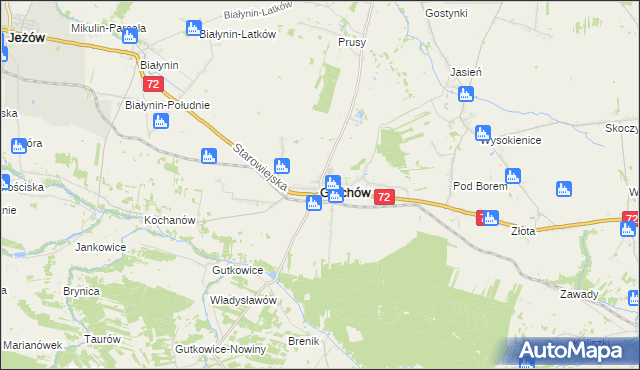 mapa Głuchów powiat skierniewicki, Głuchów powiat skierniewicki na mapie Targeo