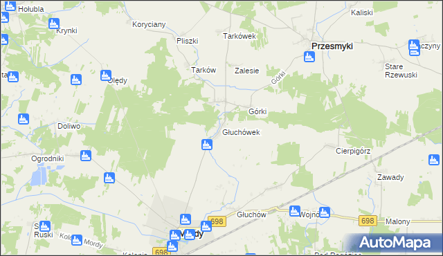 mapa Głuchówek gmina Przesmyki, Głuchówek gmina Przesmyki na mapie Targeo