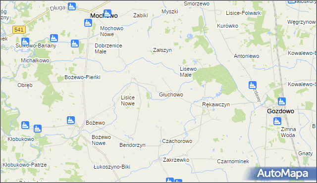 mapa Głuchowo gmina Gozdowo, Głuchowo gmina Gozdowo na mapie Targeo