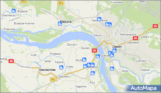 mapa Głusiec, Głusiec na mapie Targeo