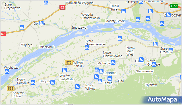 mapa Gniewniewice Folwarczne, Gniewniewice Folwarczne na mapie Targeo