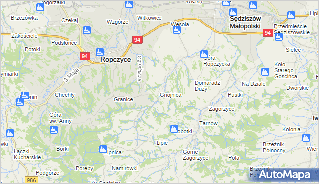 mapa Gnojnica, Gnojnica na mapie Targeo
