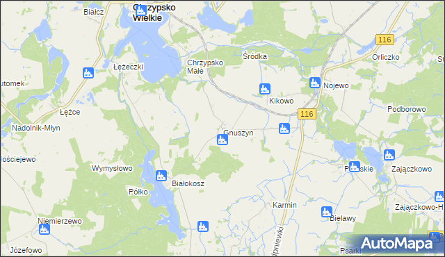 mapa Gnuszyn, Gnuszyn na mapie Targeo