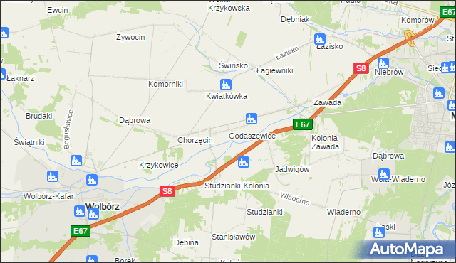 mapa Godaszewice, Godaszewice na mapie Targeo