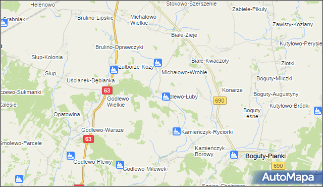mapa Godlewo-Łuby, Godlewo-Łuby na mapie Targeo