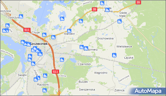 mapa Godzimierz gmina Szczecinek, Godzimierz gmina Szczecinek na mapie Targeo
