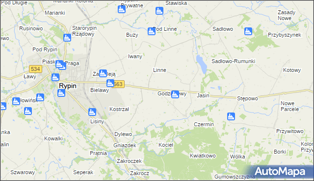 mapa Godziszewy, Godziszewy na mapie Targeo