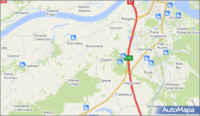 mapa Gogolin gmina Grudziądz, Gogolin gmina Grudziądz na mapie Targeo