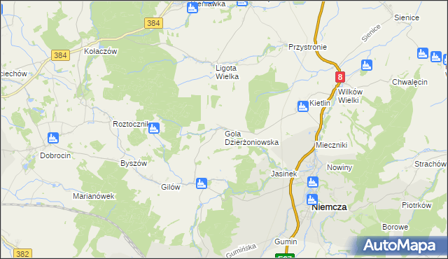 mapa Gola Dzierżoniowska, Gola Dzierżoniowska na mapie Targeo