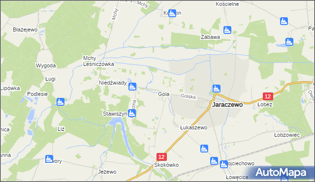 mapa Gola gmina Jaraczewo, Gola gmina Jaraczewo na mapie Targeo