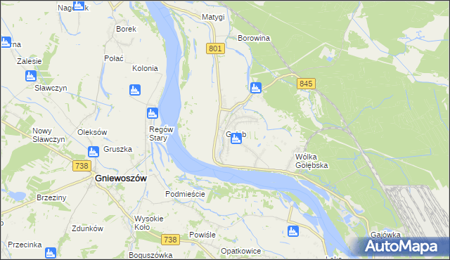 mapa Gołąb gmina Puławy, Gołąb gmina Puławy na mapie Targeo