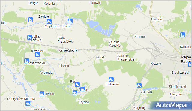 mapa Gołąb gmina Rejowiec Fabryczny, Gołąb gmina Rejowiec Fabryczny na mapie Targeo