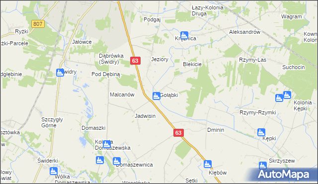 mapa Gołąbki gmina Łuków, Gołąbki gmina Łuków na mapie Targeo