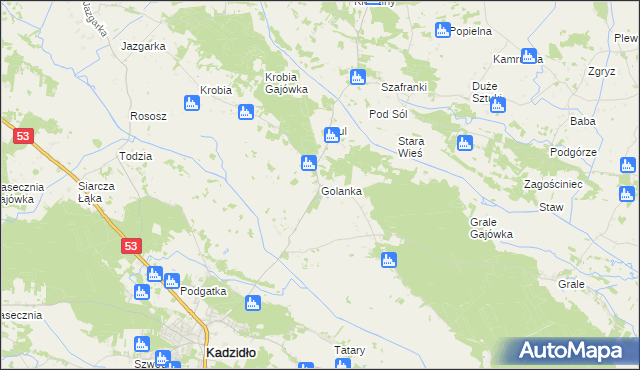 mapa Golanka gmina Kadzidło, Golanka gmina Kadzidło na mapie Targeo