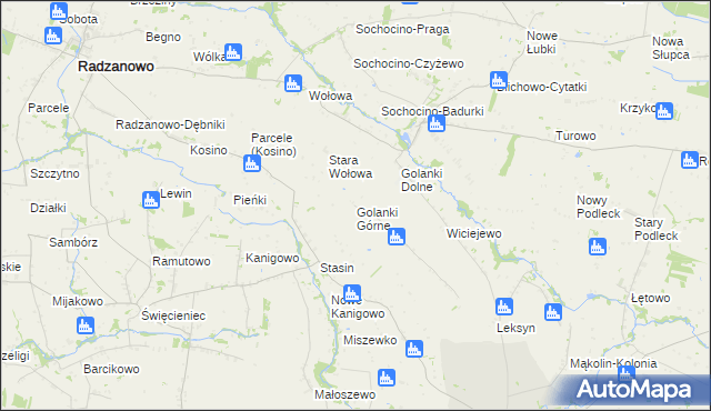mapa Golanki Górne, Golanki Górne na mapie Targeo