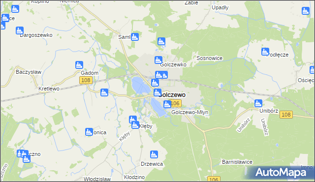 mapa Golczewo powiat kamieński, Golczewo powiat kamieński na mapie Targeo