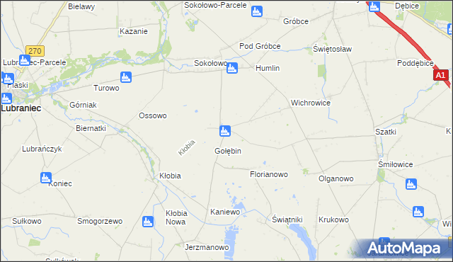 mapa Gołębin-Parcele, Gołębin-Parcele na mapie Targeo