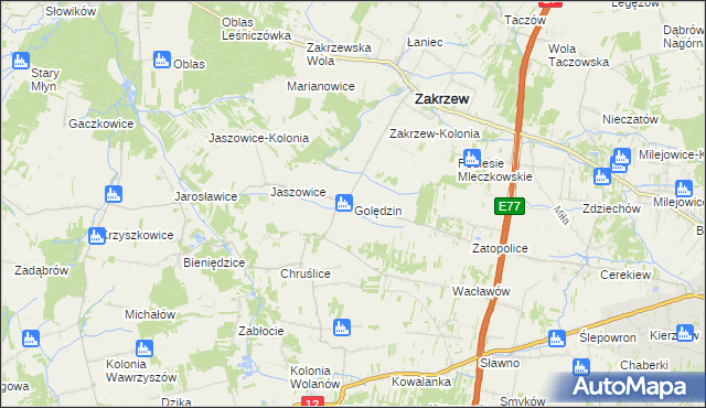 mapa Golędzin, Golędzin na mapie Targeo