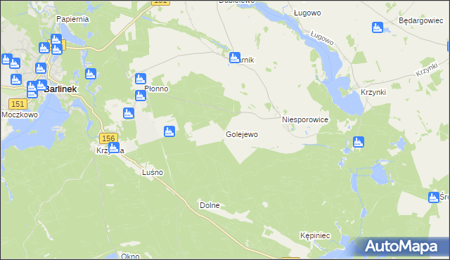 mapa Golejewo gmina Pełczyce, Golejewo gmina Pełczyce na mapie Targeo