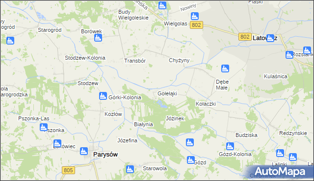mapa Gołełąki, Gołełąki na mapie Targeo