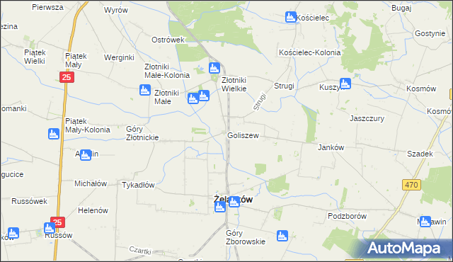mapa Goliszew gmina Żelazków, Goliszew gmina Żelazków na mapie Targeo