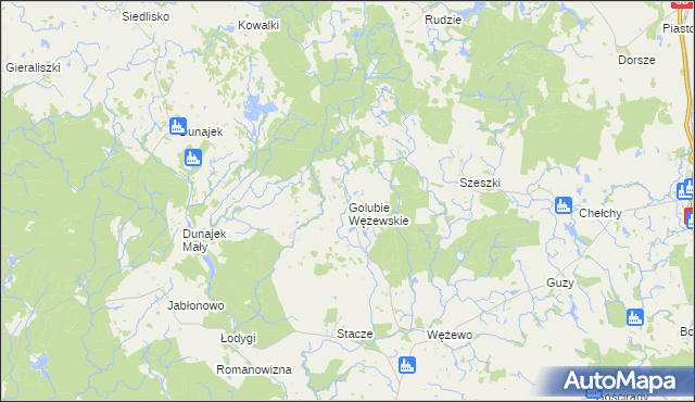 mapa Golubie Wężewskie, Golubie Wężewskie na mapie Targeo