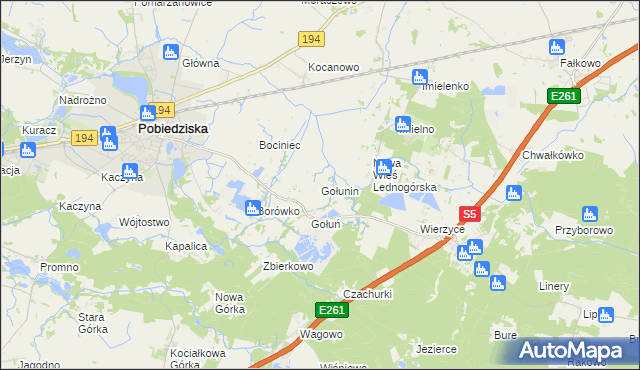 mapa Gołunin, Gołunin na mapie Targeo