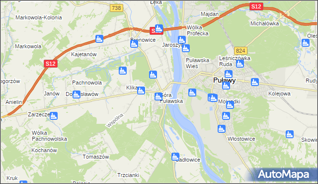 mapa Góra Puławska, Góra Puławska na mapie Targeo