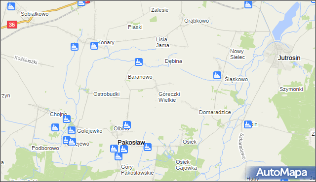mapa Góreczki Wielkie, Góreczki Wielkie na mapie Targeo