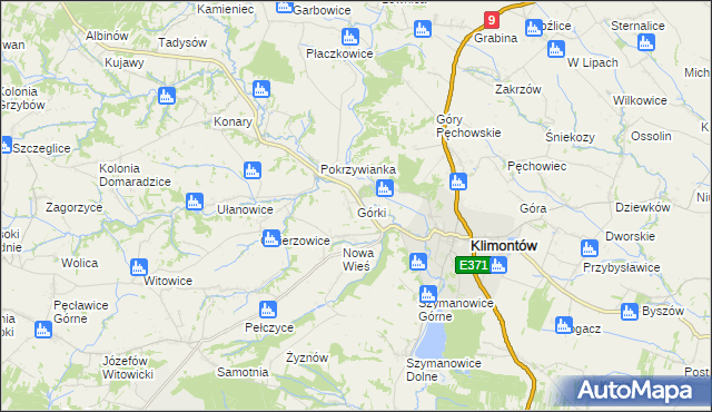 mapa Górki gmina Klimontów, Górki gmina Klimontów na mapie Targeo