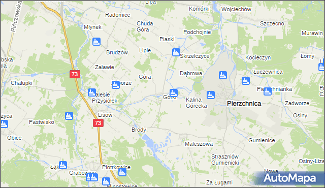 mapa Górki gmina Pierzchnica, Górki gmina Pierzchnica na mapie Targeo