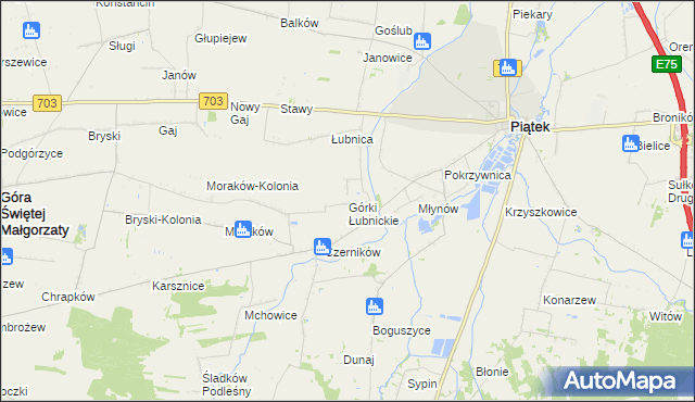 mapa Górki Łubnickie, Górki Łubnickie na mapie Targeo