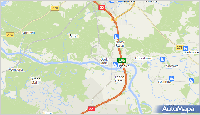 mapa Górki Małe gmina Sulechów, Górki Małe gmina Sulechów na mapie Targeo
