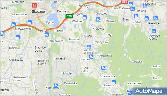 mapa Górki Wielkie, Górki Wielkie na mapie Targeo