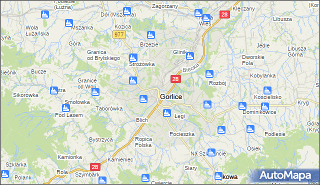 mapa Gorlic, Gorlice na mapie Targeo