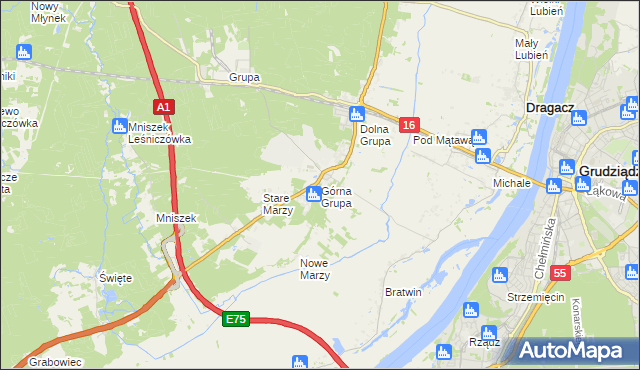 mapa Górna Grupa, Górna Grupa na mapie Targeo