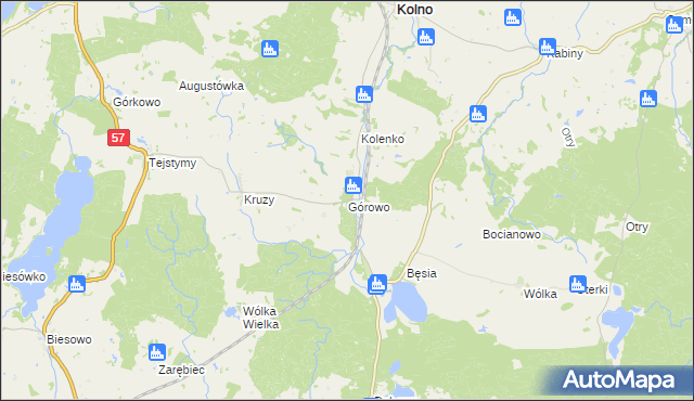 mapa Górowo gmina Kolno, Górowo gmina Kolno na mapie Targeo