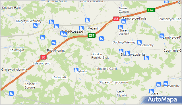 mapa Górskie Ponikły-Stok, Górskie Ponikły-Stok na mapie Targeo