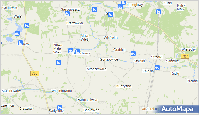 mapa Gortatowice, Gortatowice na mapie Targeo