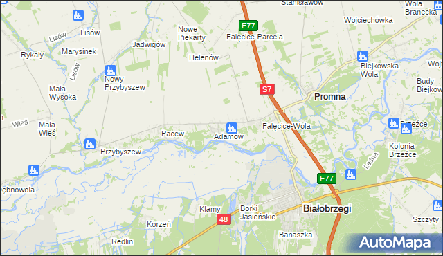 mapa Góry gmina Promna, Góry gmina Promna na mapie Targeo
