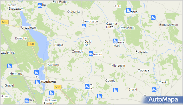 mapa Gorzeń gmina Szczutowo, Gorzeń gmina Szczutowo na mapie Targeo
