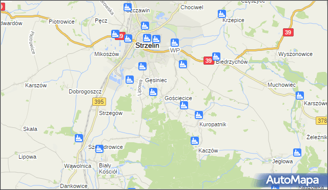 mapa Gościęcice, Gościęcice na mapie Targeo