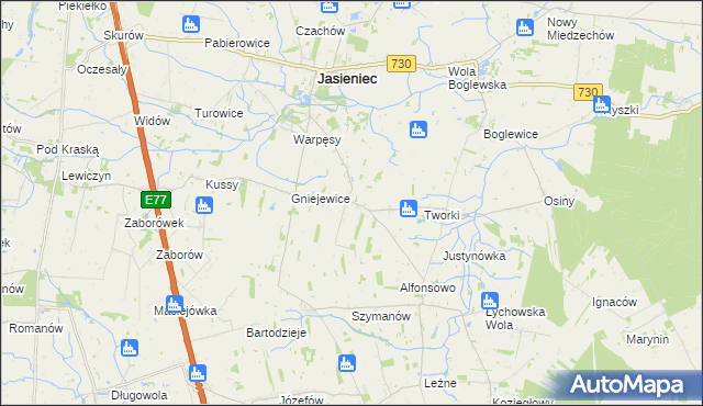 mapa Gośniewice gmina Jasieniec, Gośniewice gmina Jasieniec na mapie Targeo