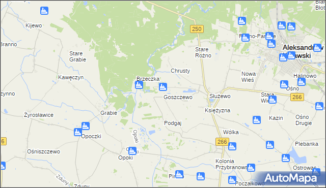 mapa Goszczewo gmina Aleksandrów Kujawski, Goszczewo gmina Aleksandrów Kujawski na mapie Targeo
