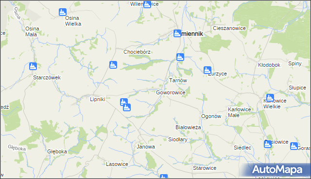 mapa Goworowice, Goworowice na mapie Targeo