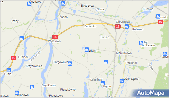 mapa Gozdanin gmina Mogilno, Gozdanin gmina Mogilno na mapie Targeo