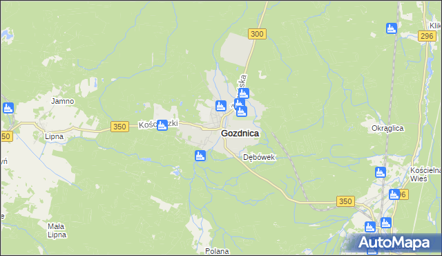 mapa Gozdnica powiat żagański, Gozdnica powiat żagański na mapie Targeo