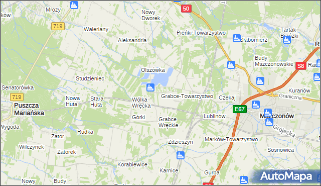 mapa Grabce-Towarzystwo, Grabce-Towarzystwo na mapie Targeo