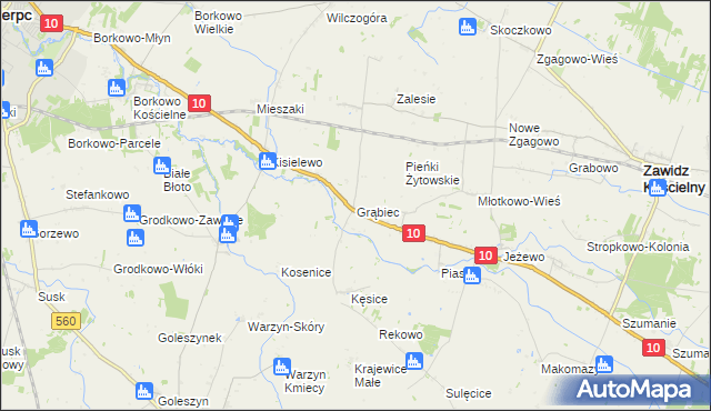 mapa Grąbiec, Grąbiec na mapie Targeo
