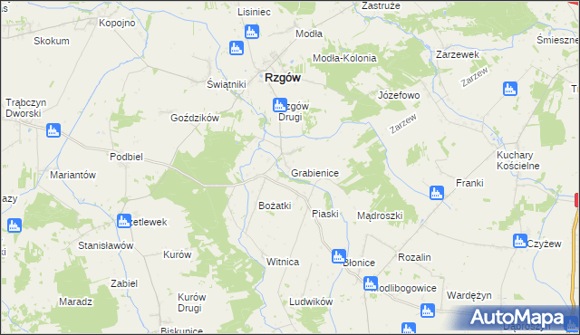 mapa Grabienice, Grabienice na mapie Targeo